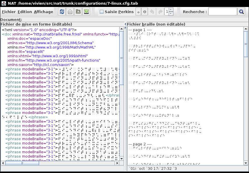 capture d'écran de l'éditeur interne