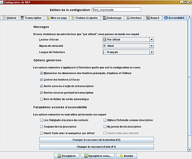 image de l'onglet d'accessibilité de la fenêtre d'options