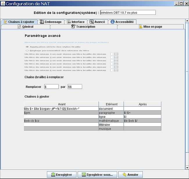 image de l'onglet des chaînes à ajouter de la fenêtre d'options