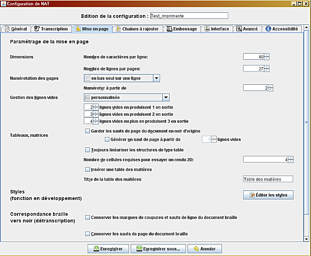 image de l'onglet mise en page de la fenêtre d'options